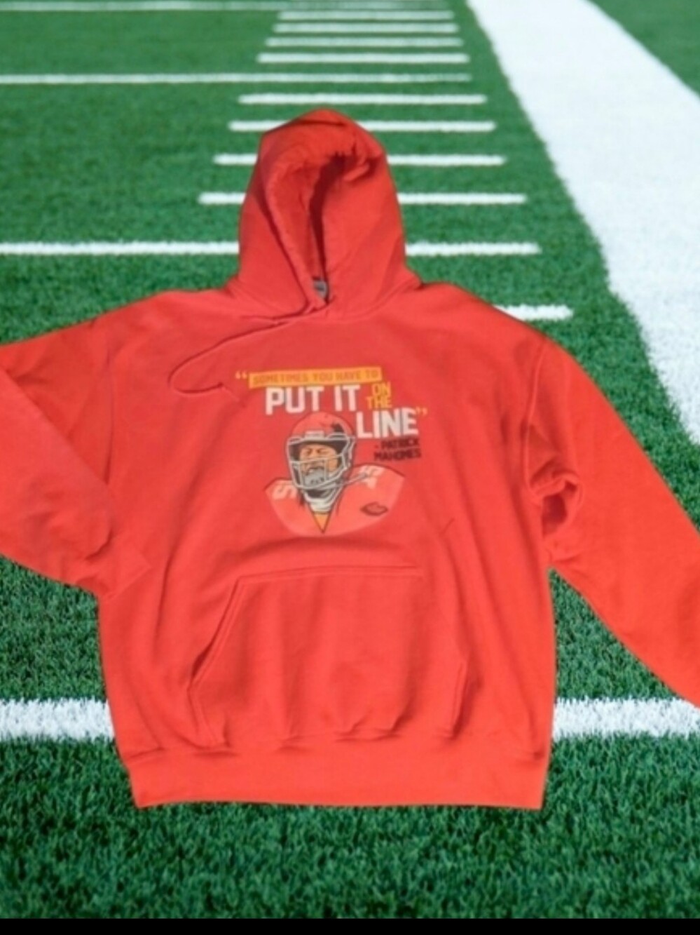 Kansas City Chiefs NFL Mahomes fleece Hoodie with Graphic Print Unisex sz L - Picture 2 of 7